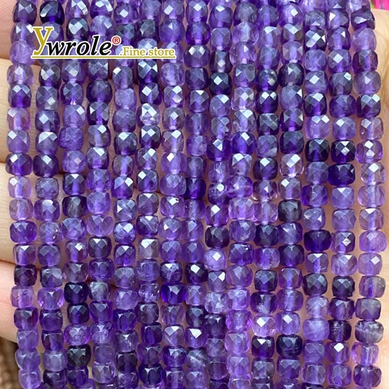 Perline distanziatrici sciolte con ametista AA in pietra naturale quadrata sfaccettata da 4-5 mm per la creazione di gioielli Orecchini fai da te Bracciale Accessori con ciondoli