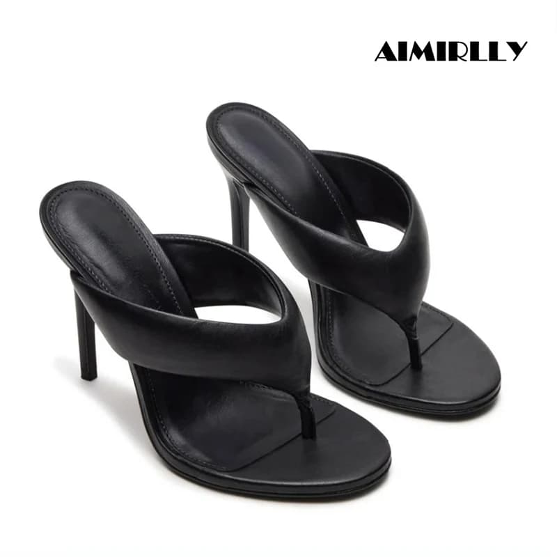 Sandali da donna con infradito e tacco alto, ciabatte da festa con punta aperta e slip-on a spillo