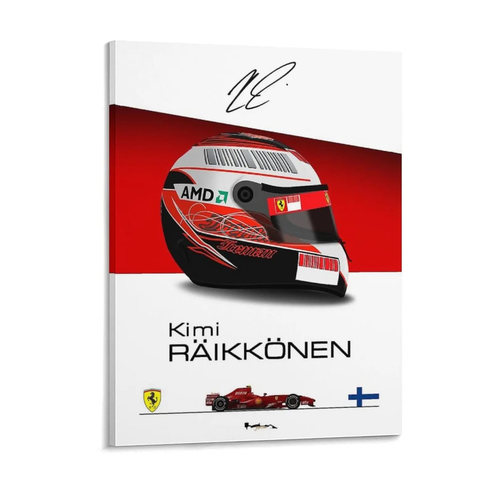 Kimi Raikkonen F2007 World Champion Text Canvas Painting Retro Pub Wall Plaque Create Classic Framed Wall Paintings