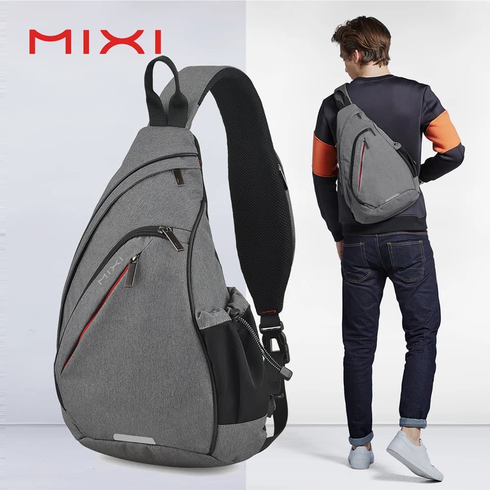 Mixi Zaino monospalla da uomo Borsa a tracolla da donna Borsa a tracolla USB Ragazzi Ciclismo Sport Viaggi Borsa alla moda versatile Scuola per studenti