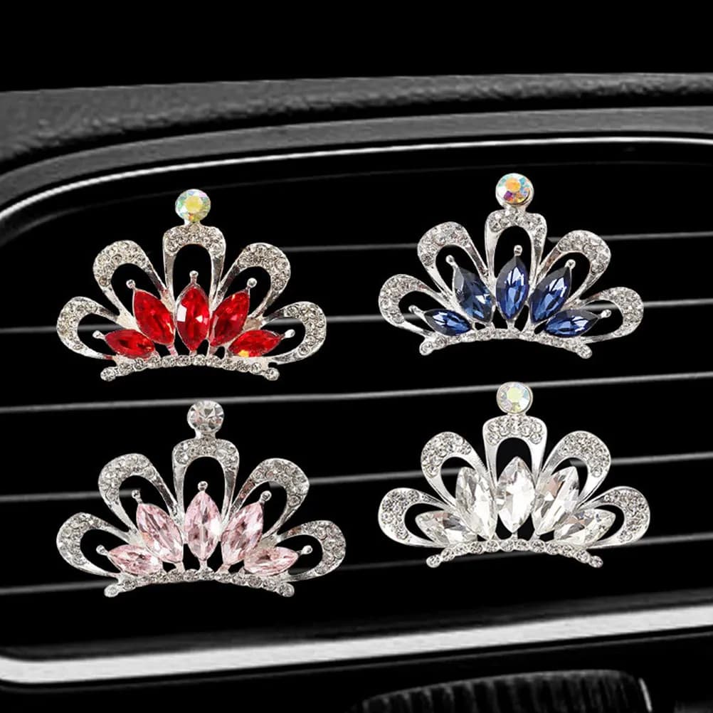 Set di 4 Diffusori di Aromi per Auto con Strass, Clip per Bocchette d'Aria, Ornamento Profumato per Decorazione Interna Auto, Deodorante Aromaterapico, Regalo