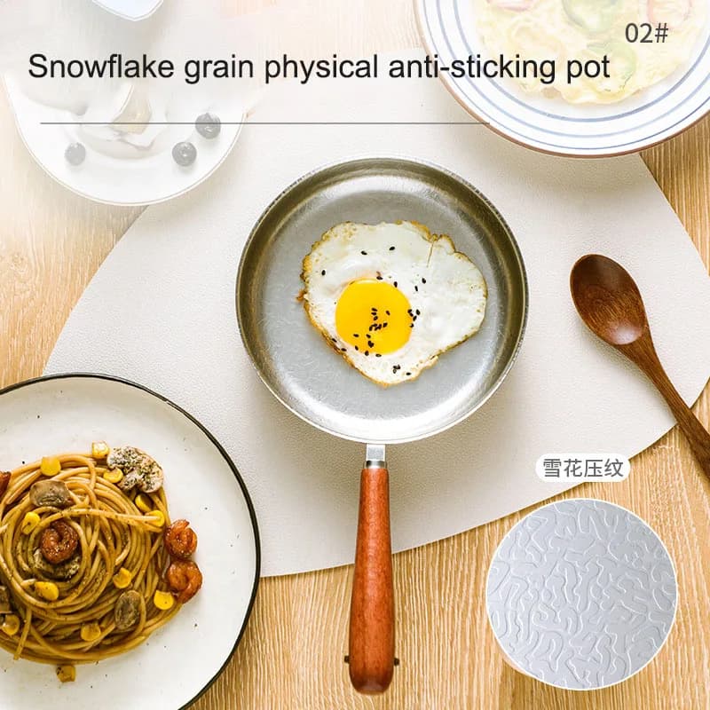 304 stainless steel Korean mini pan - Non-coated testurized snowflake, perfect for eggs, milk and small wok, compact kitchen coo