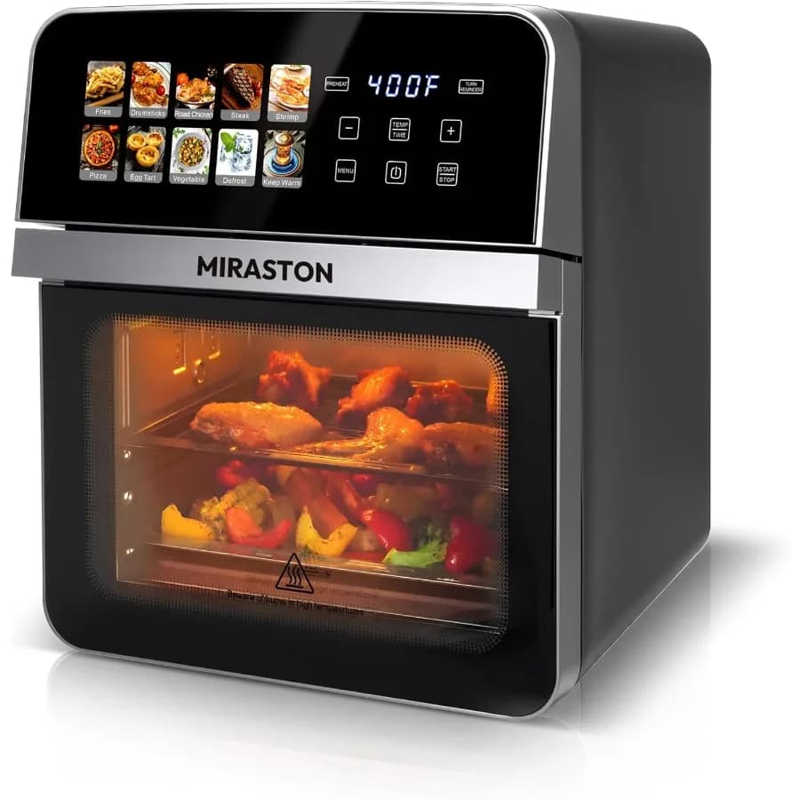 Combined oven with 10QT Air Fryer, 10 Pre-set Programs, Compact Oven for Families, for Roasting Indoor/Double Cooking, Stainless Steel
