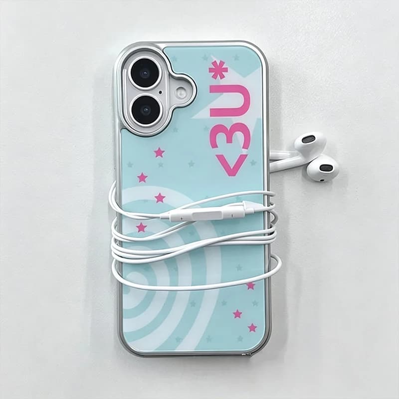 Y2K Creative Sweet Cool Mint Blue Star Vortex Phone Case For iPhone 17 Air 16 E 15 14 Plus 12 13 11 Pro Max Resin Advenced Cover