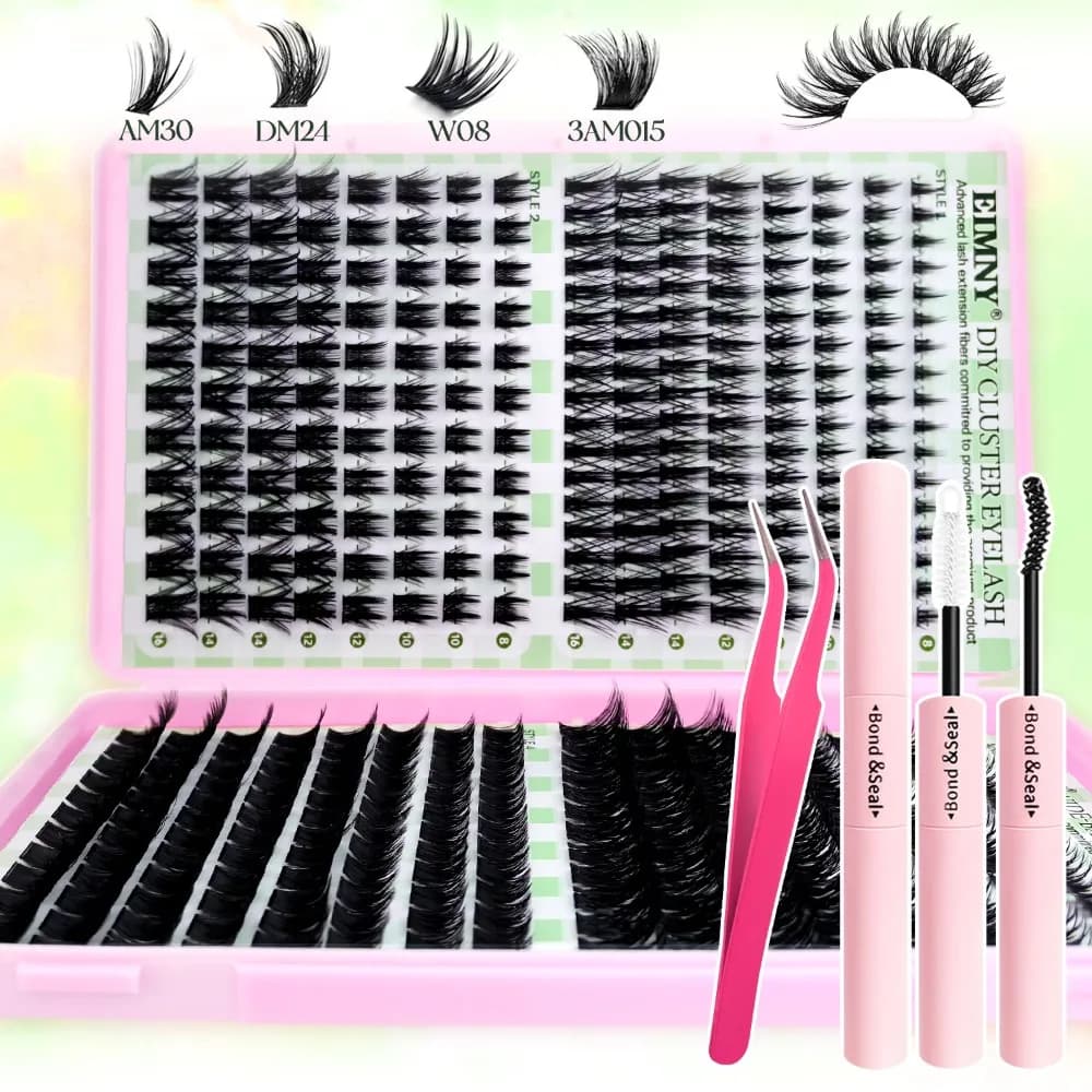 Kit di Extension Ciglia Finte 8-16mm, Stile Naturale, Design a Ciuffetti, Adesivo e Sigillante Inclusi