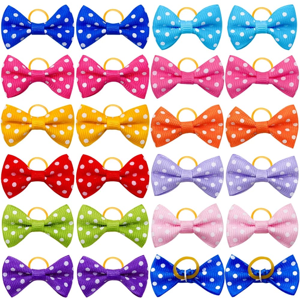 10/20/30 pz Nuovo Vari Partten Cane Capelli Elastici Polka Dots Modello Stile forcine Pet Dog Capelli pet toelettatura accessori