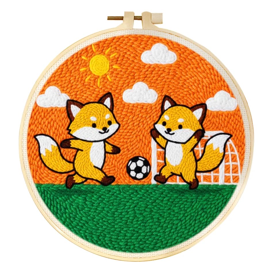RUOPOTY Punch Needle Embroidery Handmade Football Puppy Diy Craft Kits For Adults Animal Diy Punch Needle Kit Wall Decor Diy