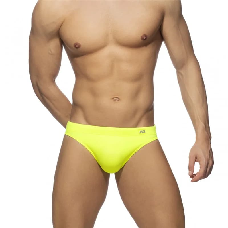 Men's Push-up Neon Swimwear Solid Color, Sexy, For Beach And Surfing, Swimwear, Sunga