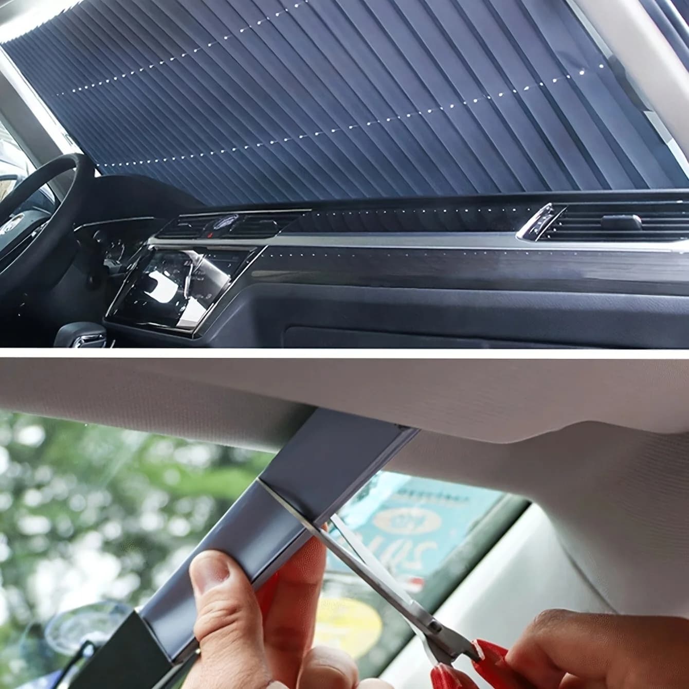 Tenda retrattile per auto con protezione Uv, parasole per parabrezza pieghevole retrattile per auto, parasole per parabrezza fresco
