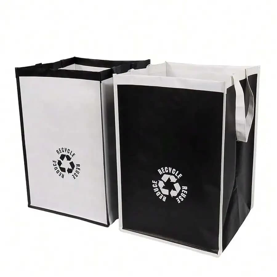 Recycling Waste Bags For Kitchen Home Trash Sorting Bins Waterproof Polypropylene 2 Set