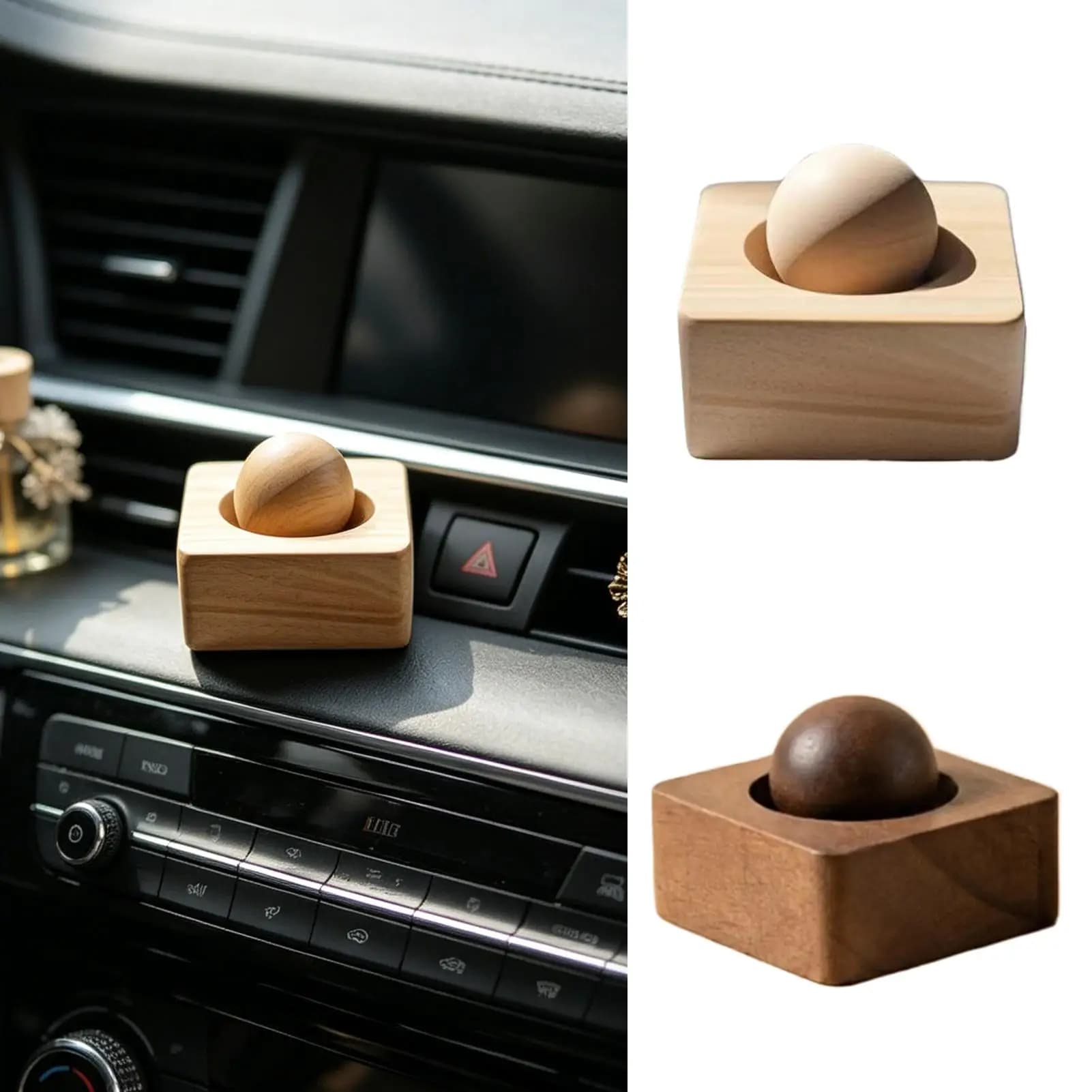 Diffusore in Legno a Forma di Sfera Silenzioso Naturale per Arredamento Casa Diffusori di Aromi Portatili per Auto Ufficio Soggiorno Studio