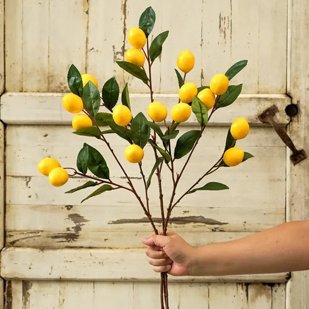 Accessori per Fotografia, Rami di Limone Artificiali di Lusso, Albero di Frutta Simulato Elegante in Plastica, Piante Finte Fatte a Mano per Interni ed Esterni