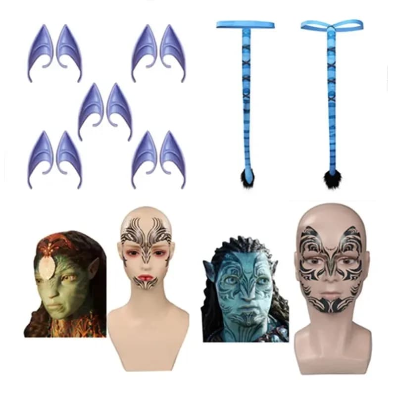 Maschera avatar Neytiri Jake Sully Cosplay Coda Adesivo tatuaggio Donna Uomo Gioco di ruolo Accessori per costumi Carnevale di Halloween Prop KPb;4.