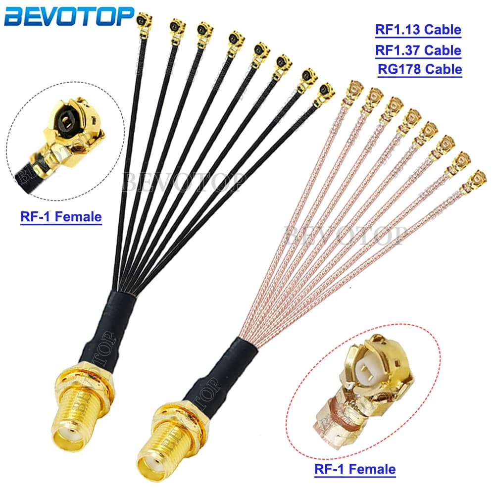 1PCS SMA to RF-1st Splitter SMA Female to 8*1st Generation RF1 Female RF1.13/RF1.37/RG178 Cable WIFI Antenna Extension Pigtail