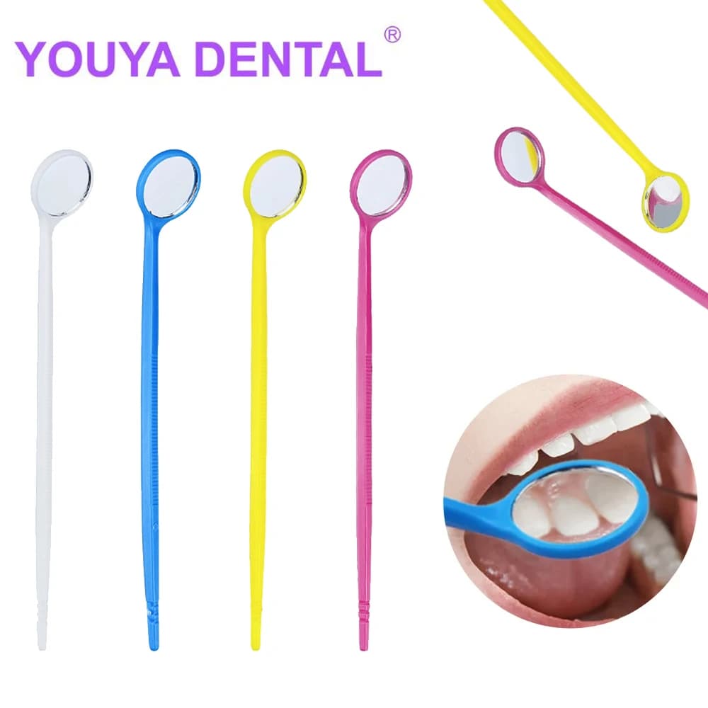 50 Pz Dentale Mouth Plastic Mirror Use And Drop Dentist Mirror Multifunction Reflector Examination Oral Hygiene Care Of Tooth Whitening Tools