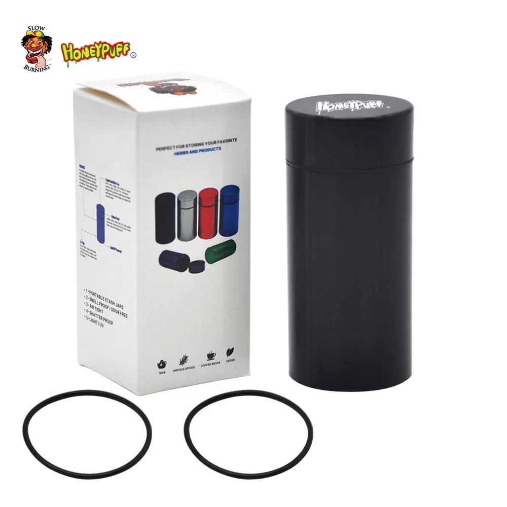 HONEYPUFF Airtight Smell Proof Aluminum Stash Jar Box Metal Herb Storage Container Pill Box Free Custom Logo