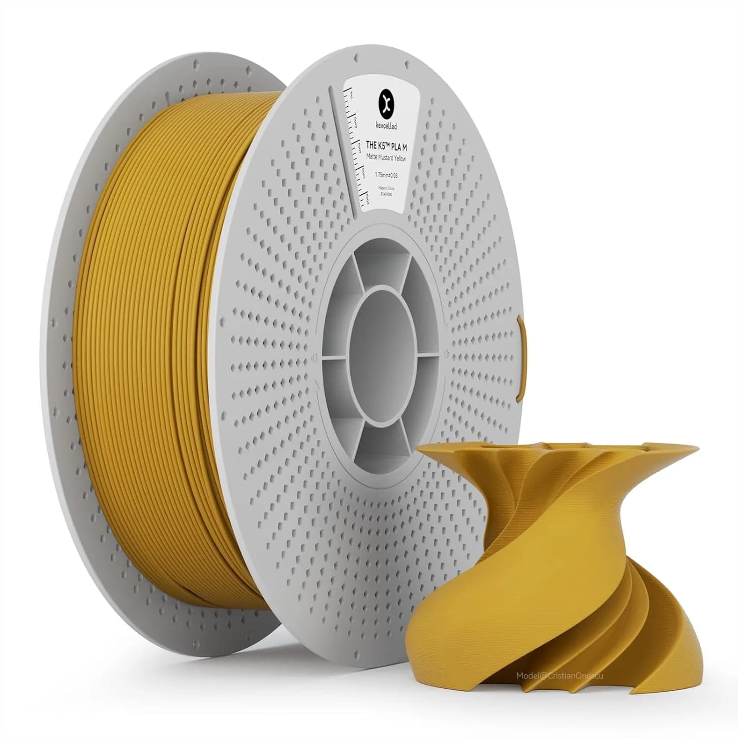 Filamento PLA Giallo Senape Opaco 1.75mm Bobina da 1kg (2.2lbs) Precisione +/-0.03mm Anti-Groviglio per Stampanti 3D FDM