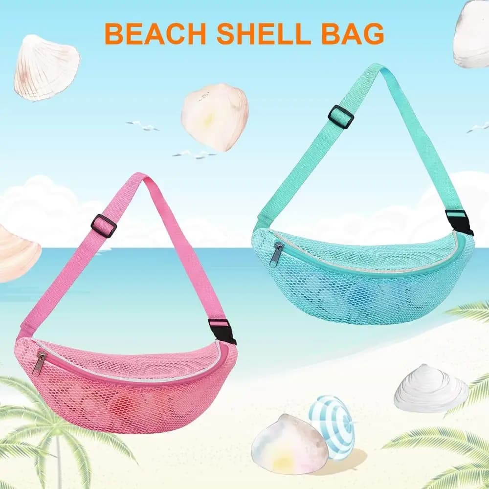 Adjustable Strap Mesh Beach Bag Breathable Mesh Zipper Pocket Running Belt Bag Foldable Easy Clean Waist Pack Running Fitness