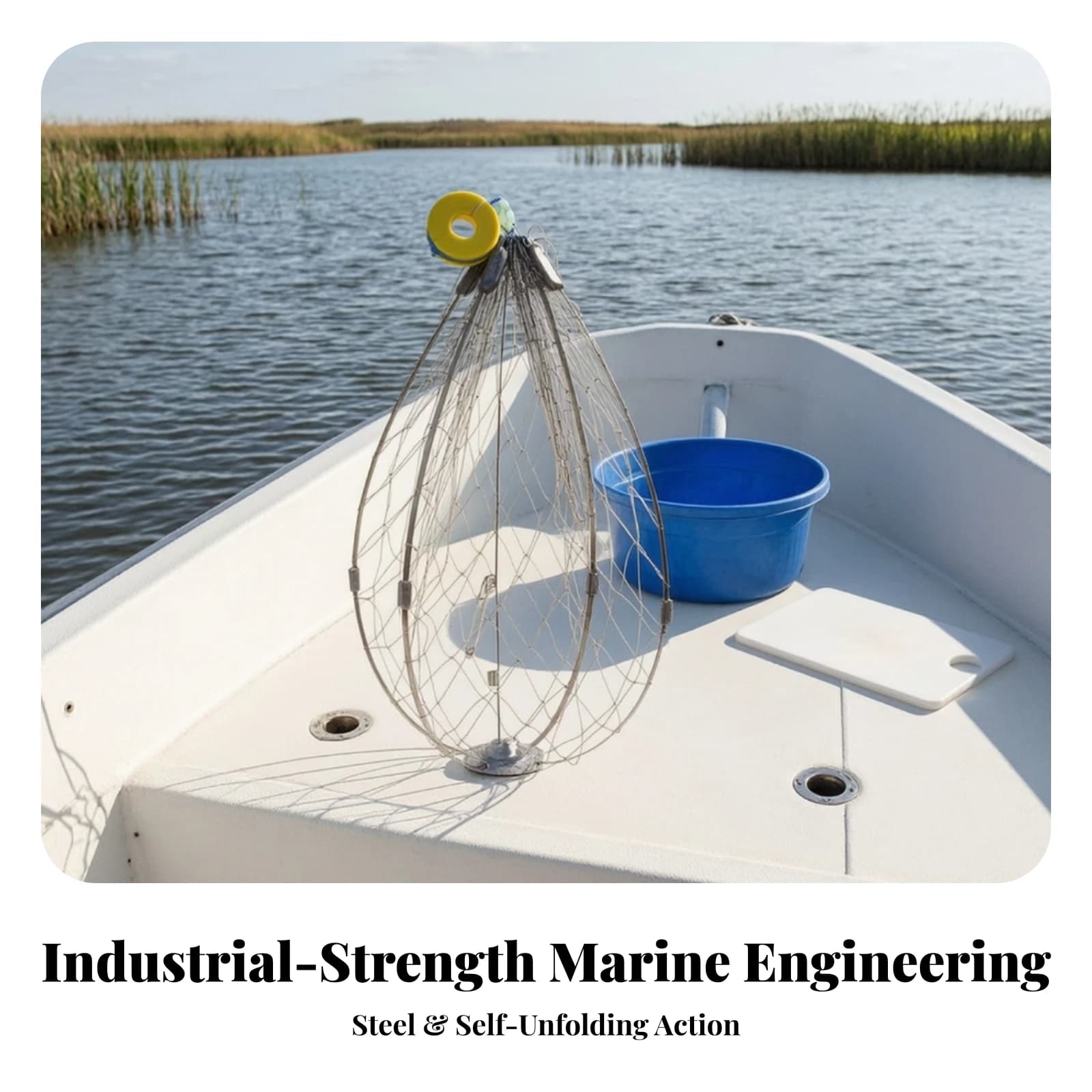 Crab Net Net Weighted Crab Net with Clip Gear Collapsible Heavy-Duty for Crabbers, Saltwater Fishing