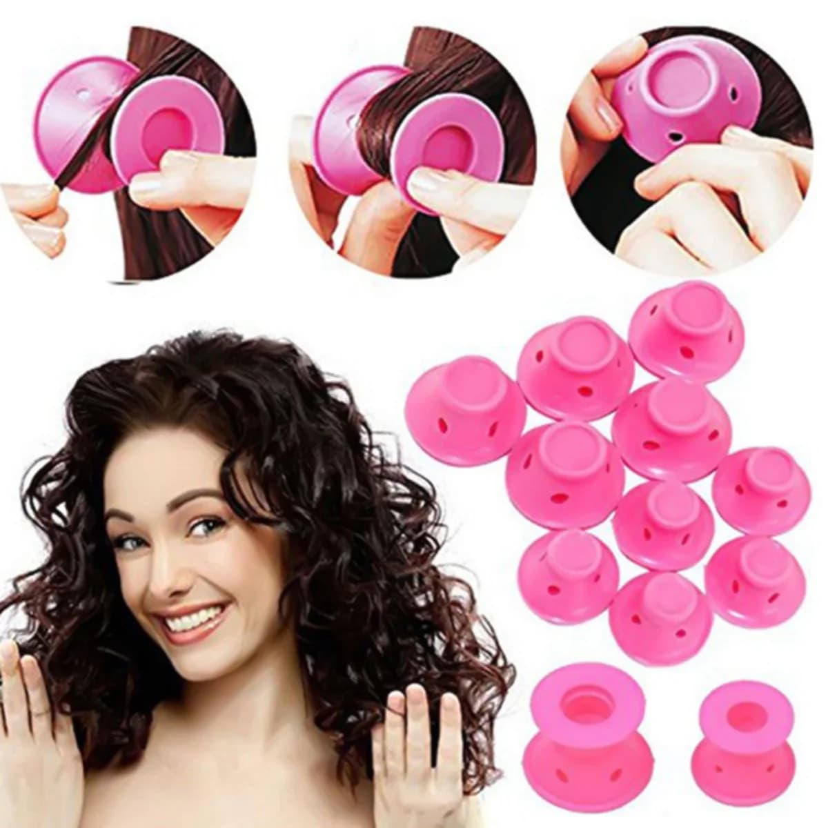 2/10/20/40pcs Bigodini di Gomma di Silicone Rulli di Capelli senza Calore For Women Hairdresser Bigodino Instruments For Hair Styling FAI DA TE