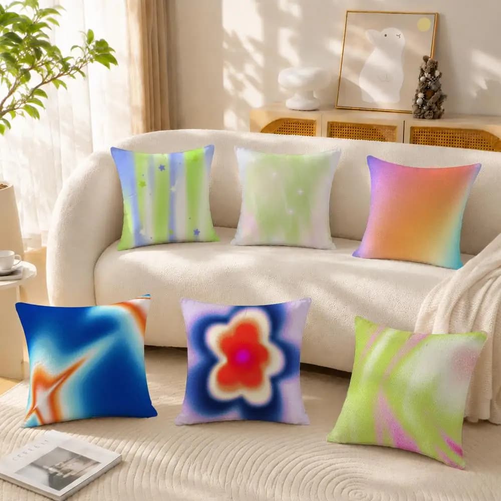Aura Aesthetic Cushion Cover Anti-dustmite Pillowcase Invisible zipper silky short plush Sofa cushion cover
