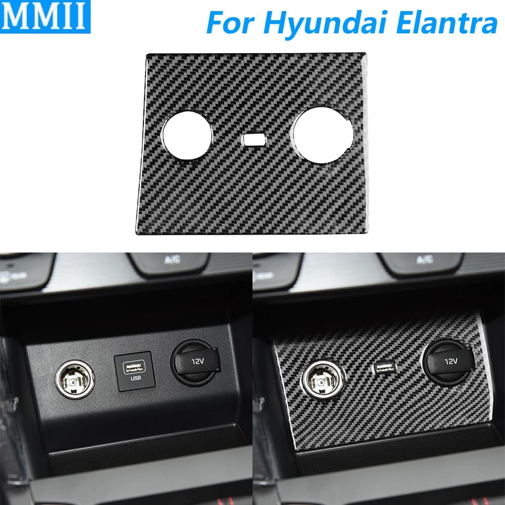 Per Hyundai Elantra PHEV 2017-2020 In Fibra di Carbonio Accendisigari Centrale Porta di Ricarica Pannello di Copertura Trim Accessori Auto Adesivo