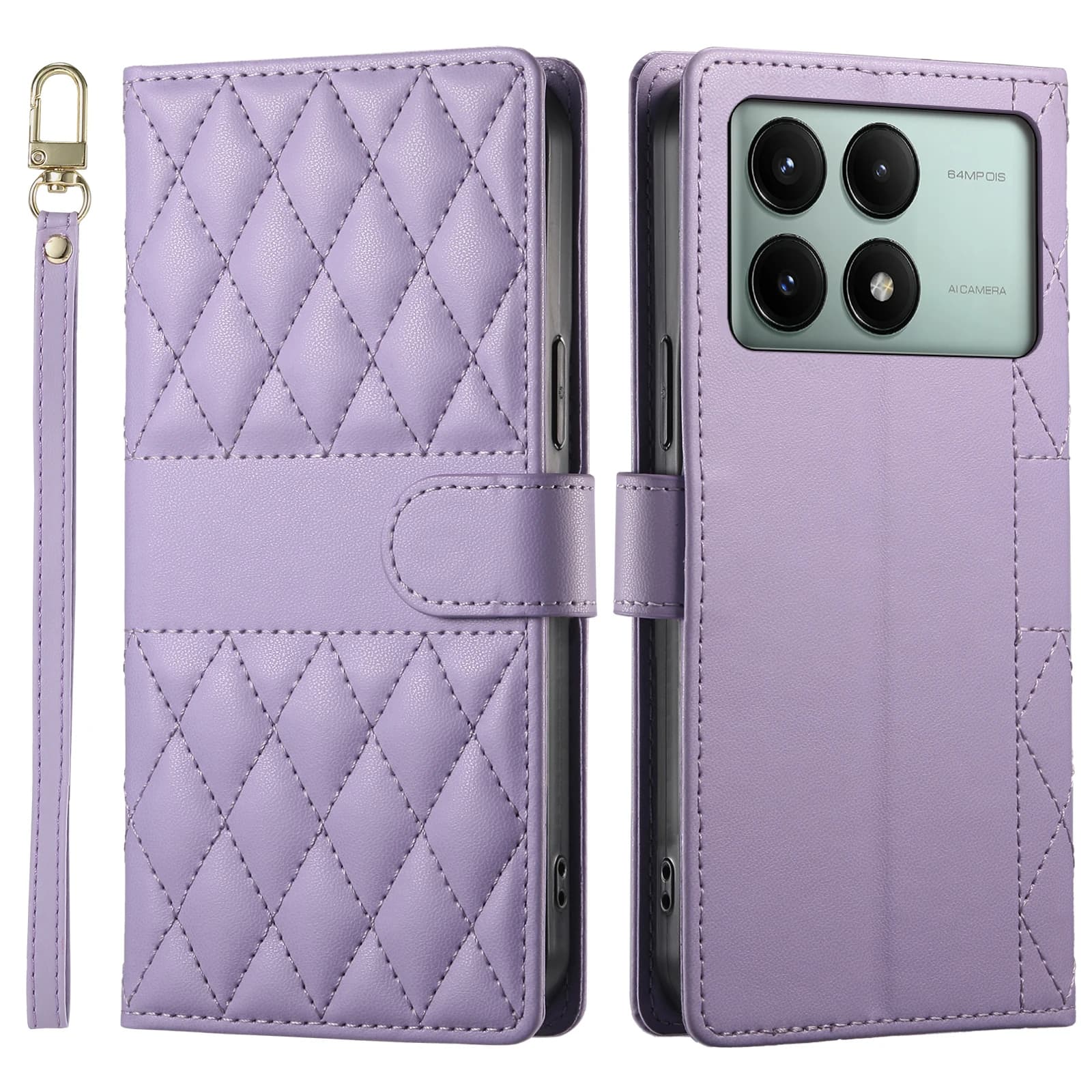 Solt shoulder bag leather wallet case for Xiaomi POCO X7Pro X7 Pro X6 F7 F6 5G Grid Cordino Long Book Flip Cavalletto Cover