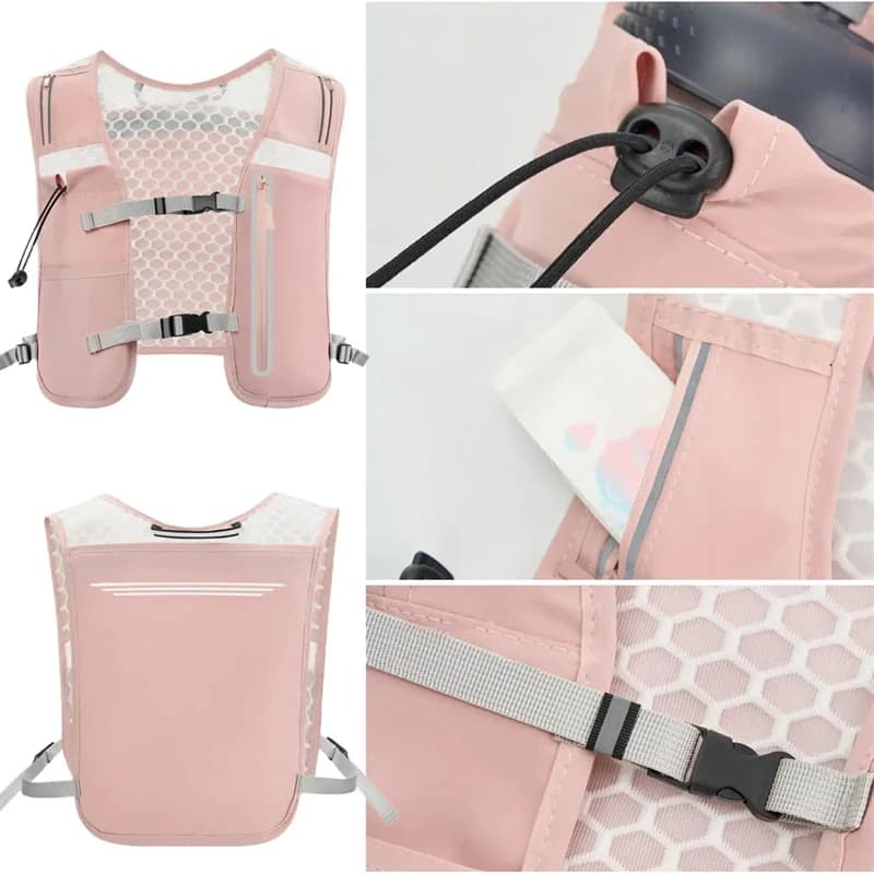 Con supporto per telefono Gilet da ciclismo Gilet portaoggetti per bottiglia d'acqua da corsa Gilet da corsa leggero Zaino per idratazione riflettente