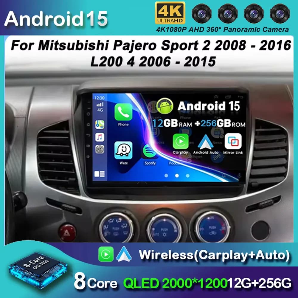 Autoradio Multimedia Video Reader for Mitsubishi Pajero Sport 2 2008 - 2016 L200 4 2006 - 2015 Android 15 2 Din Carplay Auto GPS
