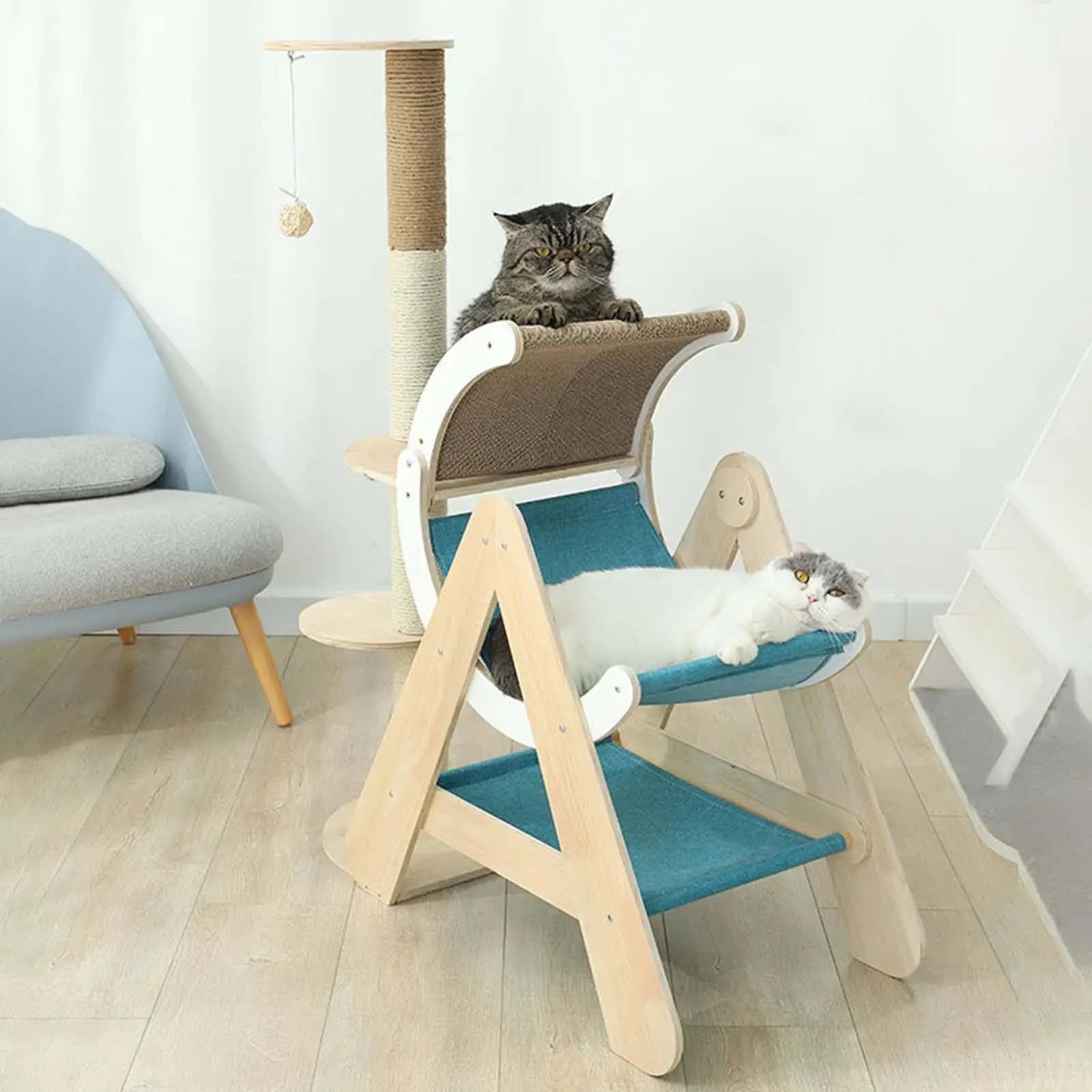 Multi Layer Cats Tree Protector Decor Scratching Column Interactive Toys Scratcher Activities Tower for Home Garden
