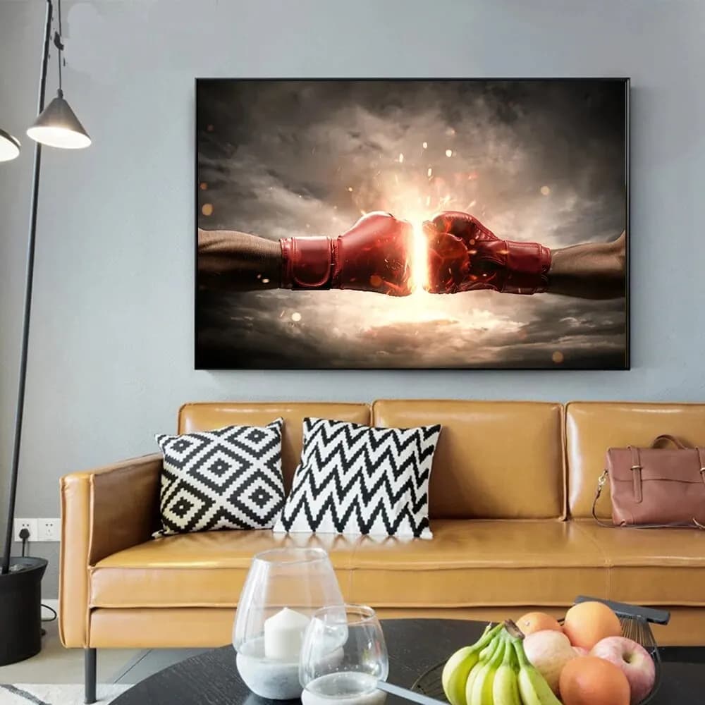 Guantoni da boxe rossi motivazionali Canvas Art Sport Poster per la decorazione della parete del soggiorno in palestra