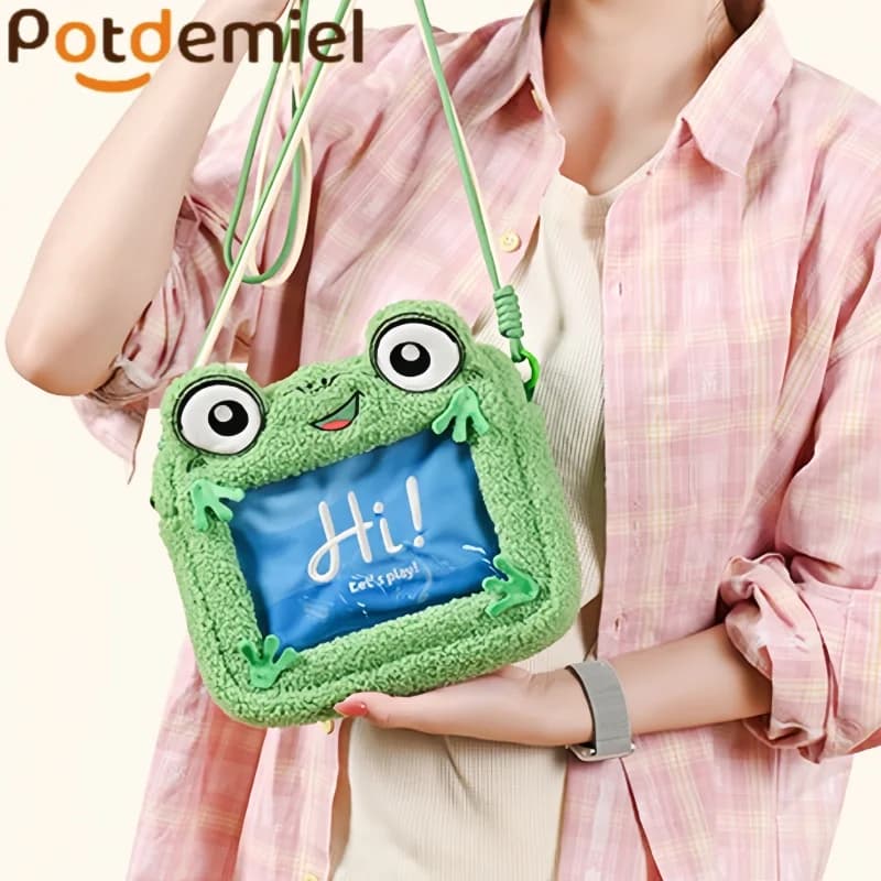 Borsa a tracolla in peluche a forma di rana verde Potdemiel originale, divertente borsa a tracolla con finestra trasparente Toy Story per donna, regali per l'uso quotidiano all'aperto
