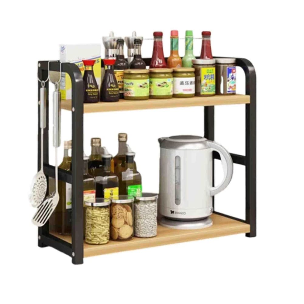 2-Tier Metal Countertop Shelf Space Saving Organizer for Coffee Mugs & Condiments Rustproof Kitchen Rack for Bathroom Kitchen