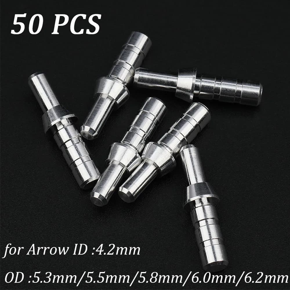 50 Pezzi Adattatori per Nock a Perno per Frecce con Diametro Interno 4.2mm, Boccole Professionali Fai-da-Te per Tiro con l'Arco e Caccia