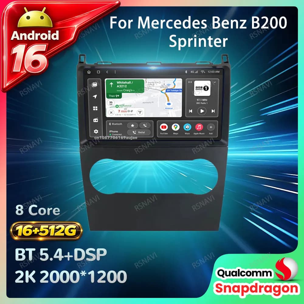 Autoradio Android 15 Per Mercedes Benz B200 Sprinter W906 W639 Classe AB W169 W245 Viano Vito Viedo Lettore Multimediale Stereo GPS