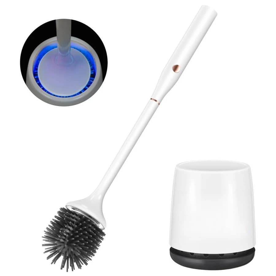 Spazzola per WC, Spazzola per WC in silicone, Set spazzola per WC con supporto ventilato, Spazzola per WC da terra, Montaggio a parete
