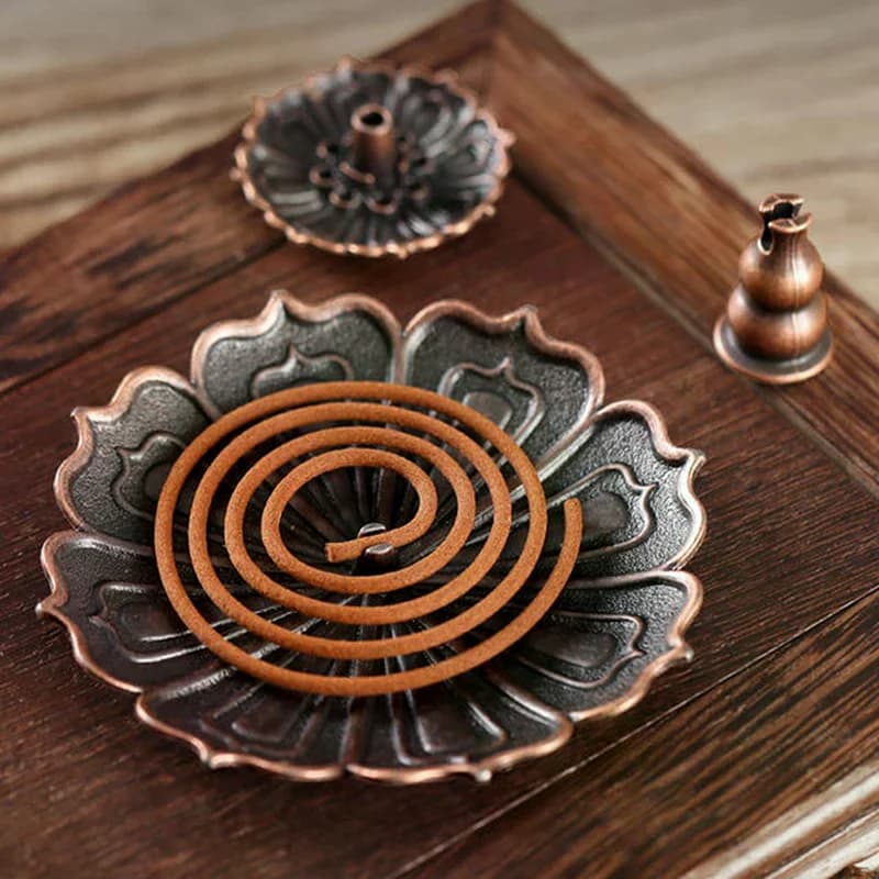 Porta Incenso Decorativo con Piatto Raccogli Ceneri e Supporto per Bastoncini di Incenso per Calmare i Nervi