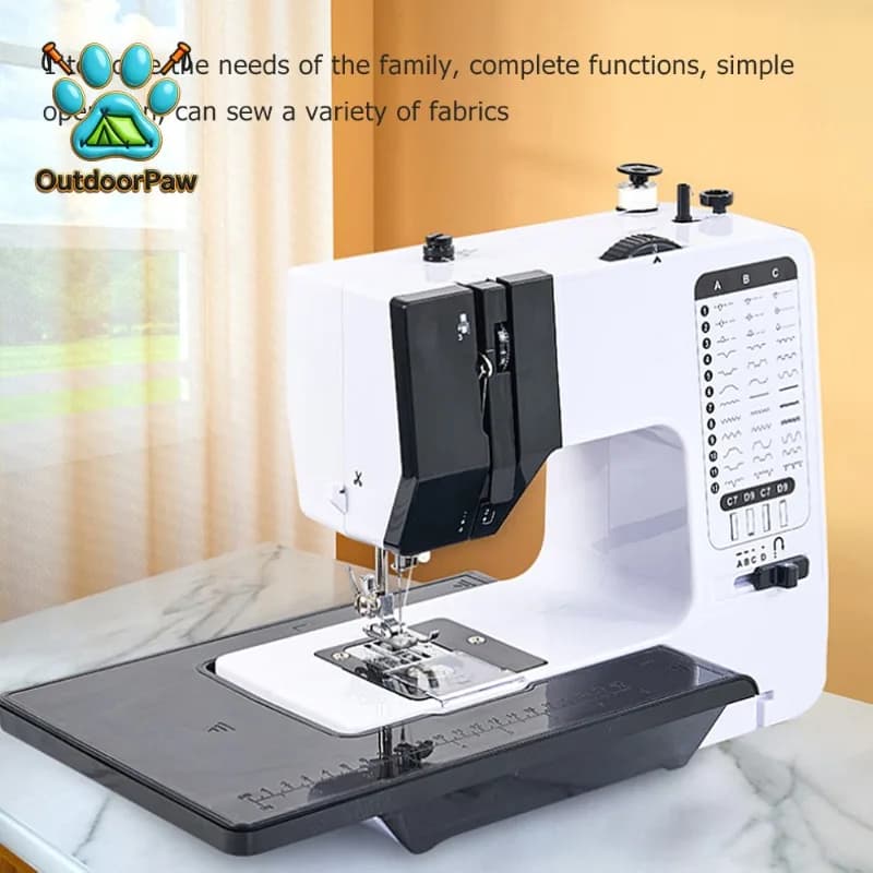 Portable Sewing Machine for BeginnersSmall Home Electric Repair Kit with 12 Stitch Presser Foot Pedal White