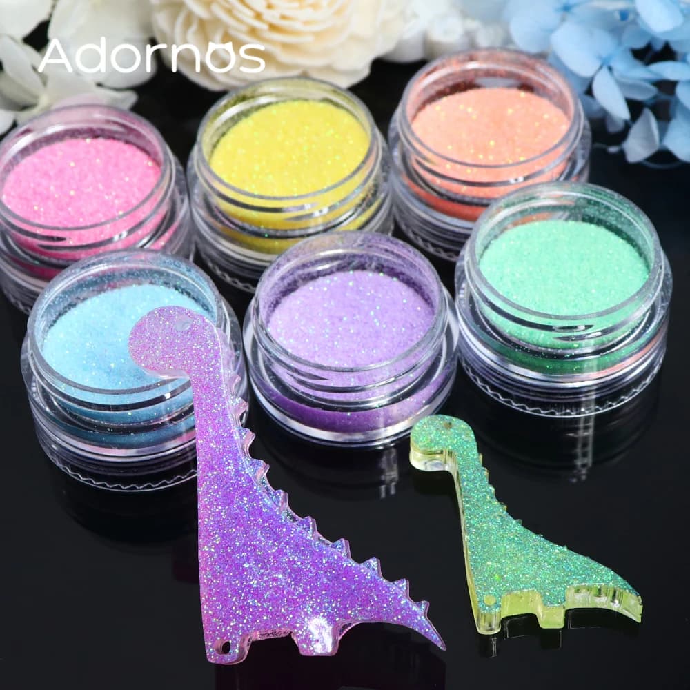 6 pz/set Iridescente Glitter Resina Epossidica Riempimento Lucido di Colore Della Caramella Shaker Stampo In Silicone Riempitivi Portachiavi Di Natale Fare