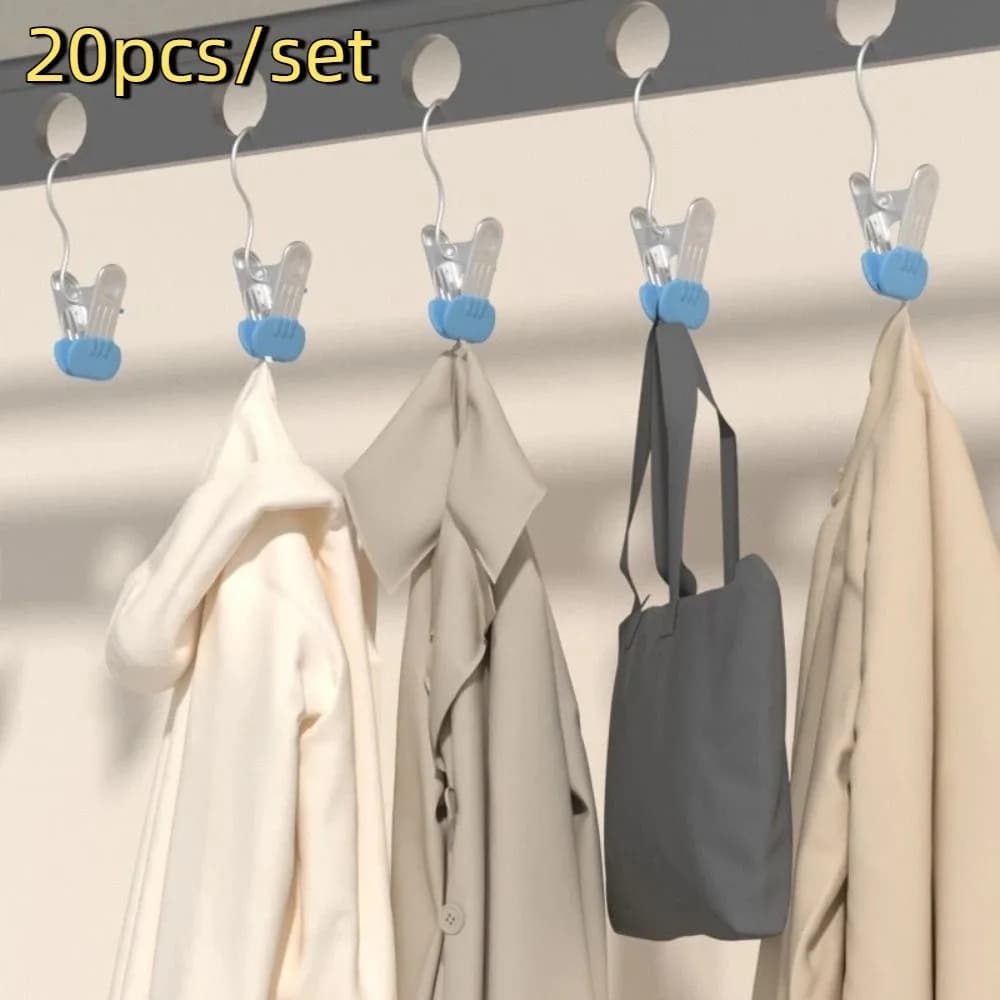 Set of 20 Parts of Stainless Steel Hangers for Leggings, Anti-slip, Portals, Without Tracks, Space to Organize the Wardrobe