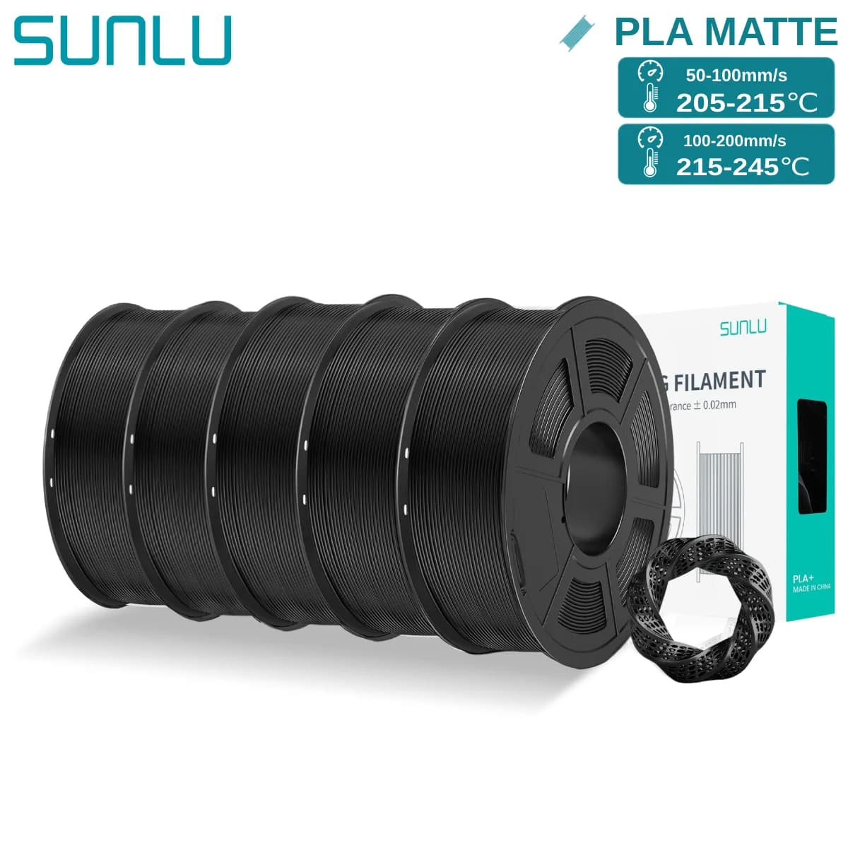 3D SUNLU PLAmatte from 1,75 mm 1 kg - High speed, low deformation, over 20 colors | Ecological and precision material from 0.02 mm