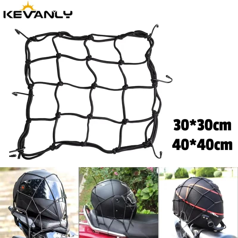 Rete elastica elastica per carichi pesanti con 6 ganci Rete per bagagli per moto Supporto per serbatoio carburante per casco Accessori moto per riporre casco Nero