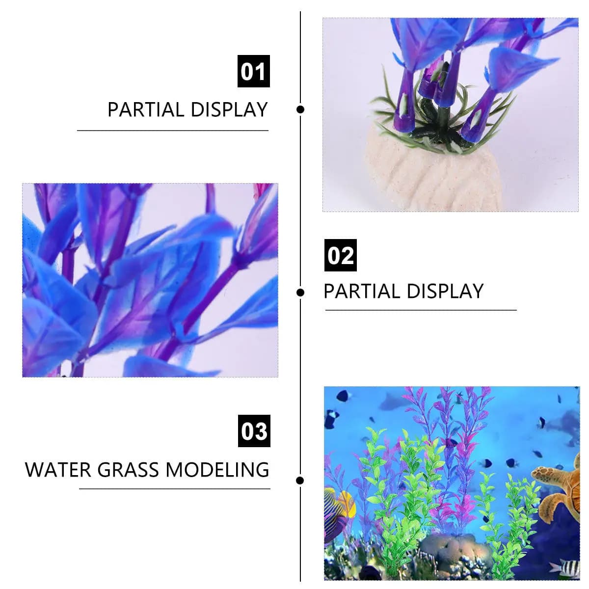 10 Pezzi di Piante Acquatiche Artificiali Premium per Decorazione Acquario, Colori Vivaci, Design Accattivante, Senza Manutenzione, Facili da Pulire