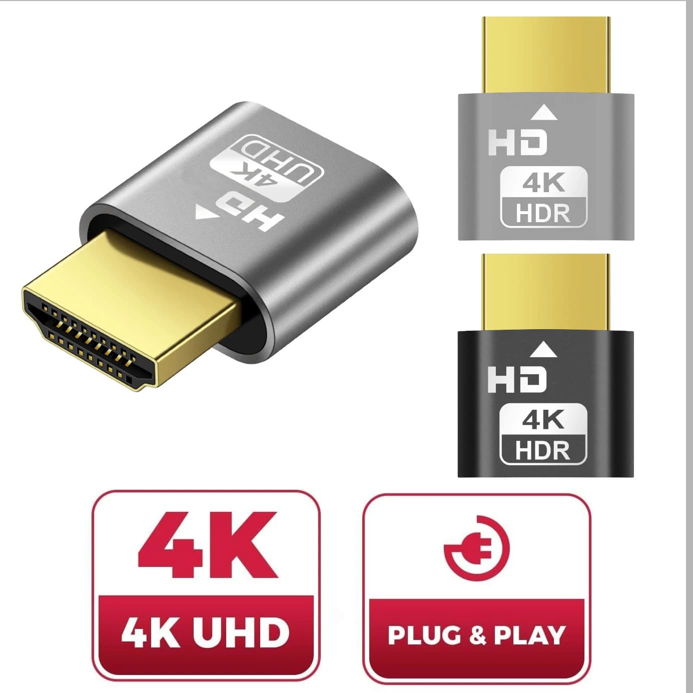 4K Virtual Monitor EDID Emulator HDMI-compatible2.0 Dummy Plug Headless Ghost Display Adapter Supports up to 4k@60Hz 1080@120Hz