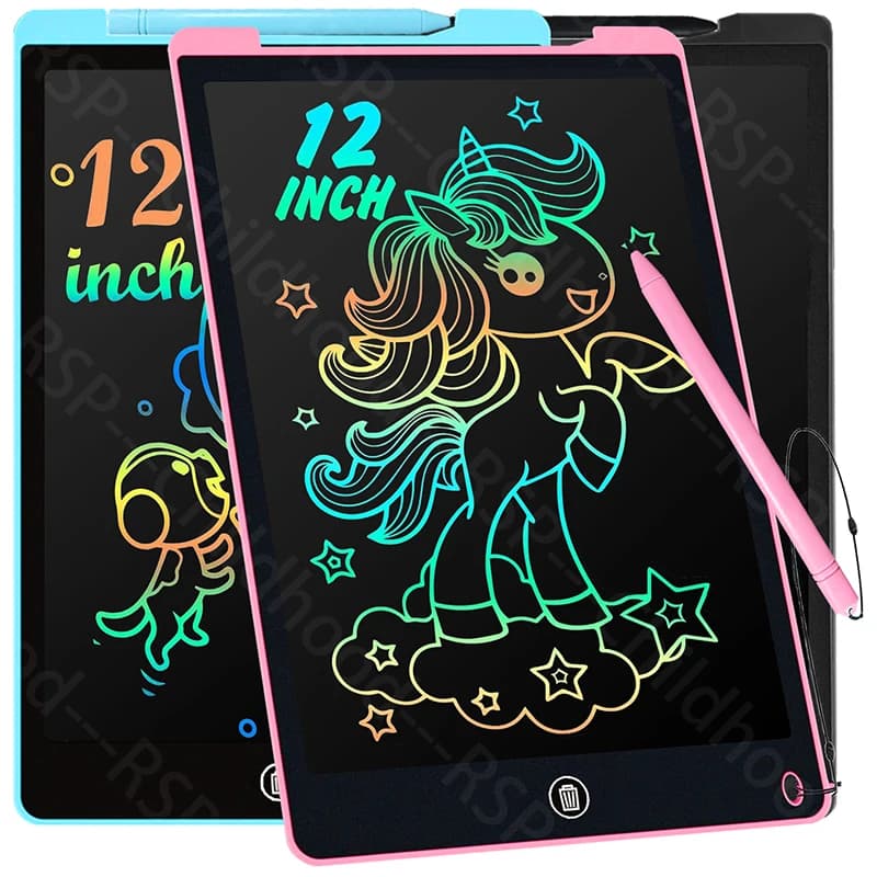 Tavoletta da disegno LCD da 12 pollici / 8,5 pollici Tavoletta da disegno Colorata Doodle Board Protezione per gli occhi Regali di apprendimento per i giovani