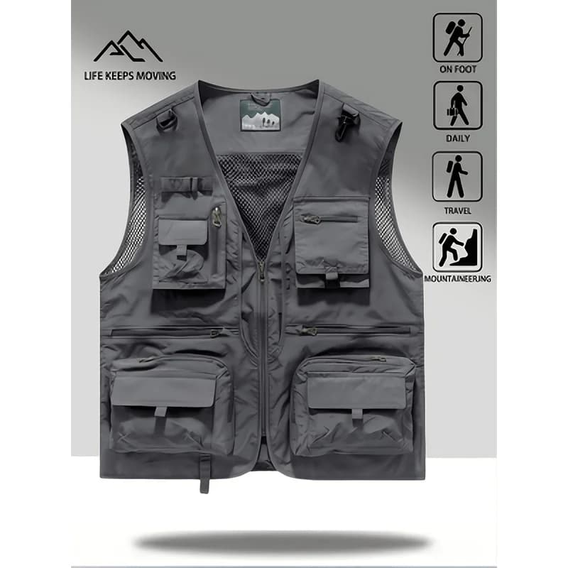 Spring and Summer New Style Vest Men's Multi-pocket Workwear Fishing Outdoor Vest Mesh Long Vests Man Tactical Women
