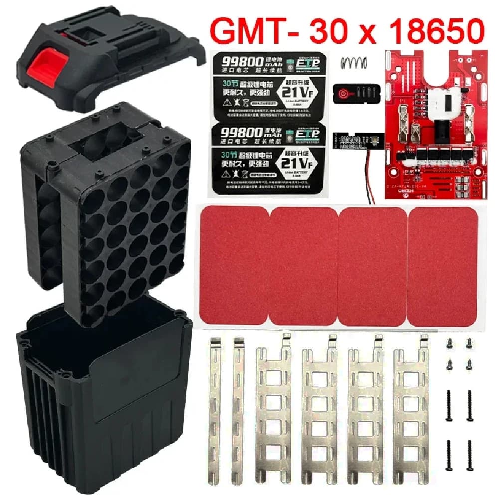 30X18650 Lithium Ion Battery Case 21V BMS Refill Protection Circuit PCB Box for Hongsong Lithium Ion Battery Makita 18V