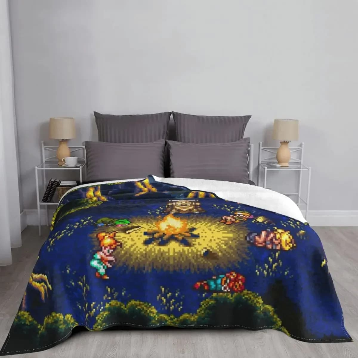 Chrono Trigger Campfire Final Fantasy Blanket Coral Fleece Plush Autumn/Winter Game Soft Throw Blanket for Bed Outdoor Bedspread