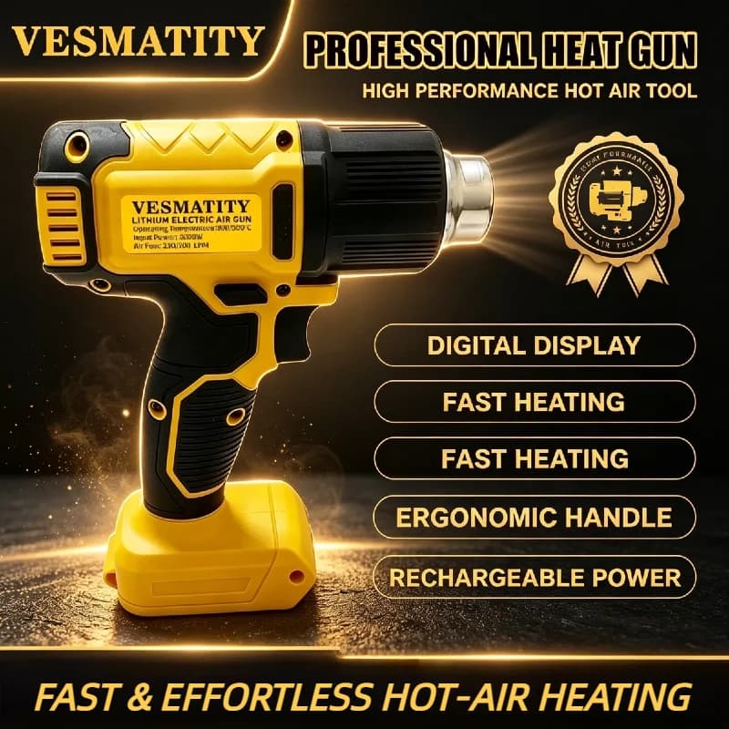 Heat Gun Multipurpose VESMATITY SXRFQ01 2000W Digital LCD 50-600°C Adj Temp for Craft Welding Shrink Wrapping for 20V Batteries