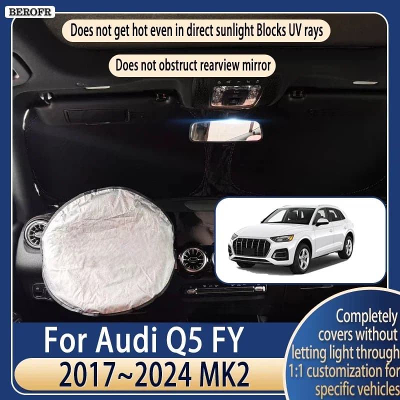 Steering wheel Car Sun Visor For Audi Q5 FY 2017~2024 23 Summer Cooling Auto Accessories Front Windshield Sunshade Heat Insulati